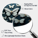 White Black Butterfly Fluttering Wings Butterflies - Asymmetric Metal Wall Clock