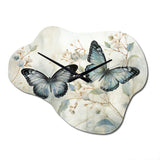 Blue Beige Butterfly Wings Of Serenity - Asymmetric Metal Wall Clock