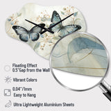 Blue Beige Butterfly Wings Of Serenity - Asymmetric Metal Wall Clock