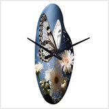 White Butterfly Portrait Vibrant - Asymmetric Metal Wall Clock