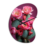 Pink Green Cactus Desert Bloom Prickly I - Asymmetric Metal Wall Clock