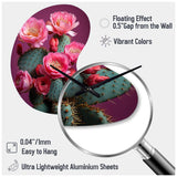 Pink Green Cactus Desert Bloom Prickly I - Asymmetric Metal Wall Clock