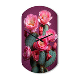 Pink Green Cactus Desert Bloom Prickly I - Asymmetric Metal Wall Clock