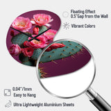 Pink Green Cactus Desert Bloom Prickly I - Asymmetric Metal Wall Clock