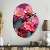 Pink Green Cactus Desert Bloom Prickly I - Asymmetric Metal Wall Clock