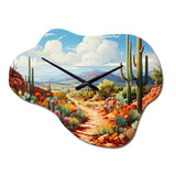 Coral Green Cactus Desert Guardian Organ - Asymmetric Metal Wall Clock