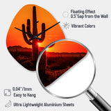 Orange Black Cactus Desert Sunset Saguaro - Asymmetric Metal Wall Clock
