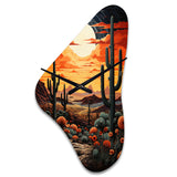 Orange Yellow Cactus Desert Sunset Saguaro - Asymmetric Metal Wall Clock