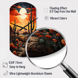Orange Yellow Cactus Desert Sunset Saguaro - Asymmetric Metal Wall Clock