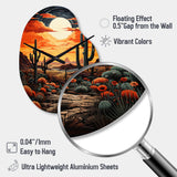 Orange Yellow Cactus Desert Sunset Saguaro - Asymmetric Metal Wall Clock