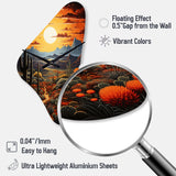 Yellow Green Cactus Desert Sunset Saguaro - Asymmetric Metal Wall Clock