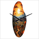 Yellow Green Cactus Desert Sunset Saguaro - Asymmetric Metal Wall Clock