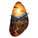 Yellow Green Cactus Desert Sunset Saguaro - Asymmetric Metal Wall Clock