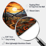 Yellow Green Cactus Desert Sunset Saguaro - Asymmetric Metal Wall Clock