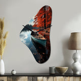 Canada Autumn Canoe - Asymmetric Metal Wall Clock