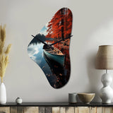 Canada Autumn Canoe - Asymmetric Metal Wall Clock