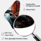 Canada Autumn Canoe - Asymmetric Metal Wall Clock