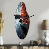 Canada Autumn Canoe - Asymmetric Metal Wall Clock