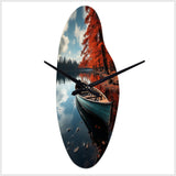 Canada Autumn Canoe - Asymmetric Metal Wall Clock