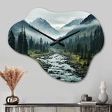 Canada Misty Mountains - Asymmetric Metal Wall Clock
