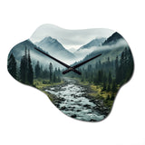 Canada Misty Mountains - Asymmetric Metal Wall Clock
