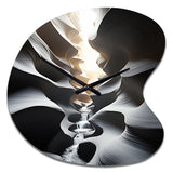 Black White Canyon Whispering Walls In I - Asymmetric Metal Wall Clock