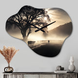 Cattle Ethereal Grazing I - Asymmetric Metal Wall Clock