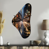 Charlotte Cityscape At Night III - Asymmetric Metal Wall Clock