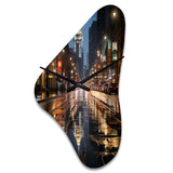 Charlotte Cityscape At Night III - Asymmetric Metal Wall Clock