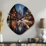 Charlotte Cityscape At Night III - Asymmetric Metal Wall Clock