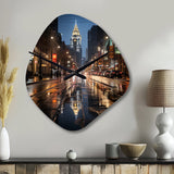 Charlotte Cityscape At Night III - Asymmetric Metal Wall Clock