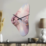 Pink Cherry Blossom Romantic Impression IV - Asymmetric Metal Wall Clock