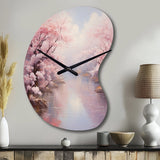 Pink Cherry Blossom Romantic Impression IV - Asymmetric Metal Wall Clock