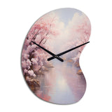 Pink Cherry Blossom Romantic Impression IV - Asymmetric Metal Wall Clock