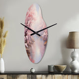 Pink Cherry Blossom Romantic Impression IV - Asymmetric Metal Wall Clock