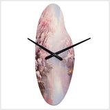 Pink Cherry Blossom Romantic Impression IV - Asymmetric Metal Wall Clock