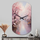 Pink Cherry Blossom Romantic Impression IV - Asymmetric Metal Wall Clock