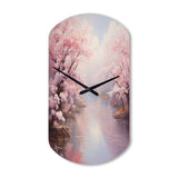 Pink Cherry Blossom Romantic Impression IV - Asymmetric Metal Wall Clock