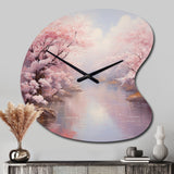 Pink Cherry Blossom Romantic Impression IV - Asymmetric Metal Wall Clock