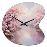 Pink Cherry Blossom Romantic Impression IV - Asymmetric Metal Wall Clock