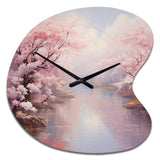Pink Cherry Blossom Romantic Impression IV - Asymmetric Metal Wall Clock