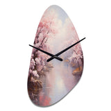 Pink Cherry Blossom Romantic Impression IV - Asymmetric Metal Wall Clock