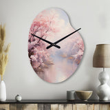 Pink Cherry Blossom Romantic Impression IV - Asymmetric Metal Wall Clock