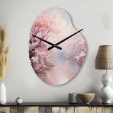 Pink Cherry Blossom Romantic Impression IV - Asymmetric Metal Wall Clock