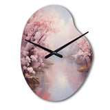Pink Cherry Blossom Romantic Impression IV - Asymmetric Metal Wall Clock