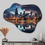 Chicago Beautiful Cityscape II - Asymmetric Metal Wall Clock