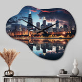 Chicago Beautiful Cityscape II - Asymmetric Metal Wall Clock
