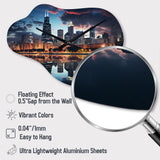 Chicago Beautiful Cityscape II - Asymmetric Metal Wall Clock