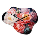 China Art Peony Bouquet - Asymmetric Metal Wall Clock
