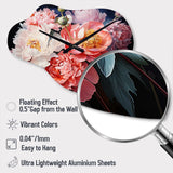 China Art Peony Bouquet - Asymmetric Metal Wall Clock